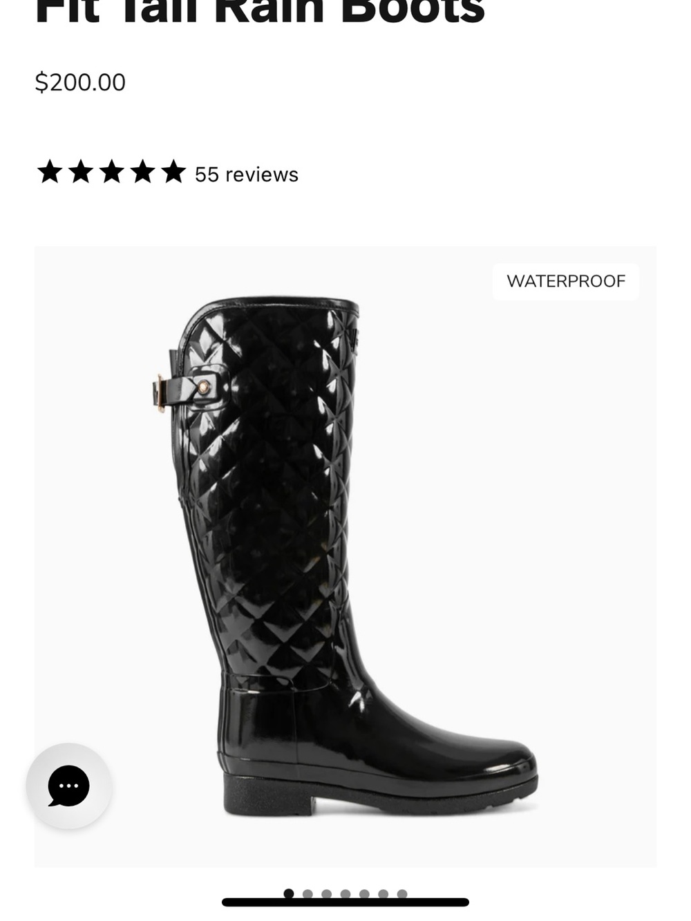 Hunter Women’s Refined Adjustable Quilted Slim Fit Tall Rain Boots in Black - Picture 3 of 6